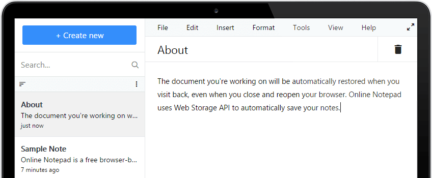 Newseo Online Notepad Screenshot